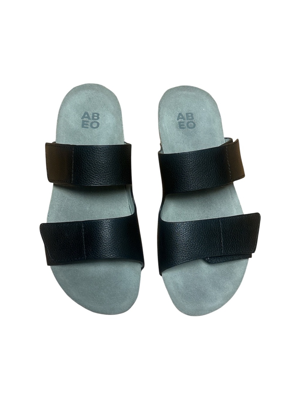 Abeo Black Dual-Strap Slide Sandals with Gray Footbed
